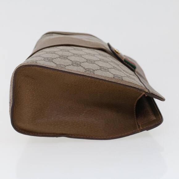 GUCCI GG Canvas Web Sherry Line Clutch Bag Beige Red Green 89.01.033 - Picture 4 of 16